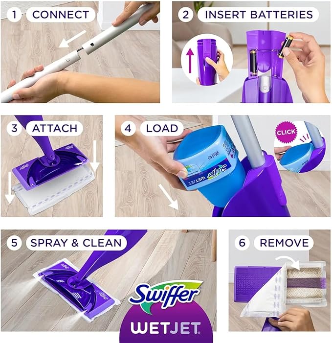 Swiffer WetJet Multi-Purpose Floor and Hardwood Cleaner Solution with Febreze Refill, Lavendar Vanilla and Comfort Scent, 1.25 Liter, OKpFMr 8 pack