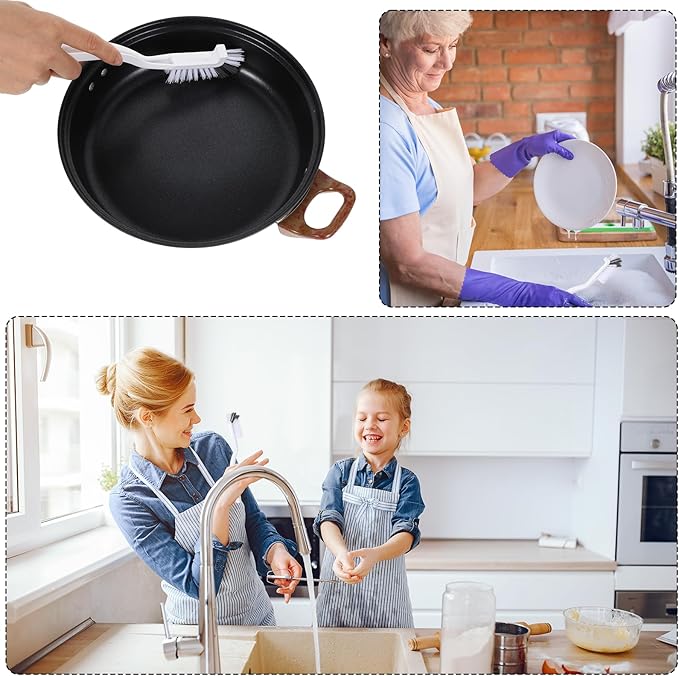 4Pcs Kitchen Scrub Brush, Angle Cleaning Brush, Right Angle Scrub Brush for Sink Household Dish Pot Pan Edge Corners, for Small Space Crevice Cleaning with Stiff Bristles (4)