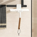 Shower Squeegee for Shower Glass, Bathroom Glass Cleaning Tool with Hook Mount, Squeegee for Glass Doors, Window Cleaning, Tile Shower Walls (White+Wood)
