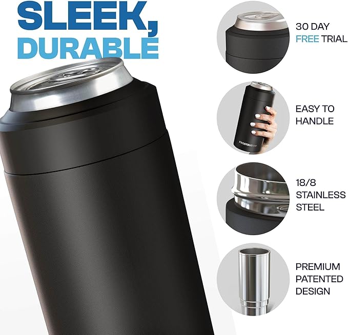Frost Buddy Universal Buddy Can Cooler - Fits All - For Regular 12 & 16 oz or Slim-Size Bottles - Insulated Double-Walled Stainless Steel (Orange)