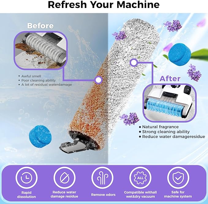 72 Pack Lavender Scent YGY Floor Cleaning Tablets, Compitable with Tineco Cleaning Solution|Clean Machine and Floor 2 in1-Getting Rid of Machine Odors|Clean Tablets are Easy and Safe to Use