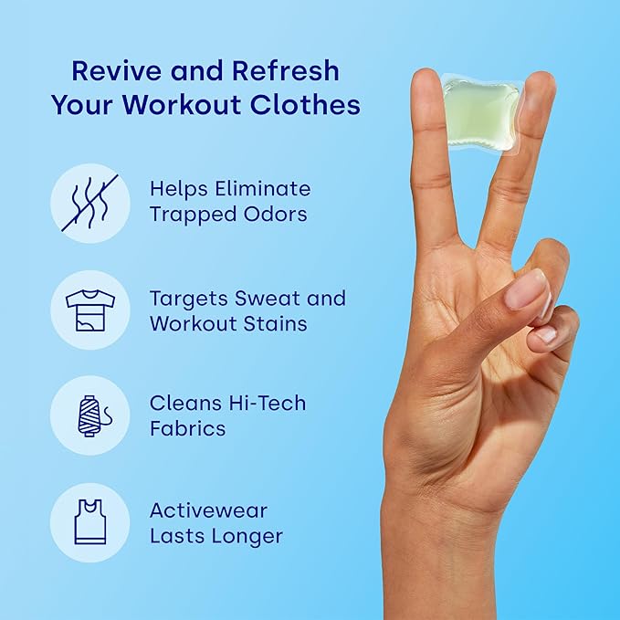 Dropps Activewear Laundry Detergent Pods, Rose Energy (64 Count) - Powerful Laundry Pods | Fights Sweat & Body Odors | For Synthetic Workout Clothes | Clean Ingredients | Plastic Free Packaging