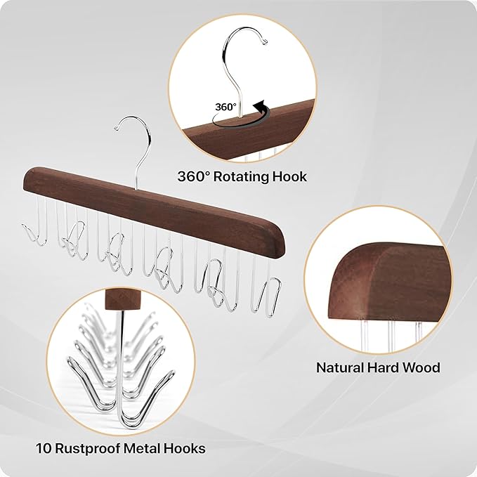 Umo Lorenzo Belt Hanger for Closet - Accessories Organizer Rack for Belts, Ties, and Scarves