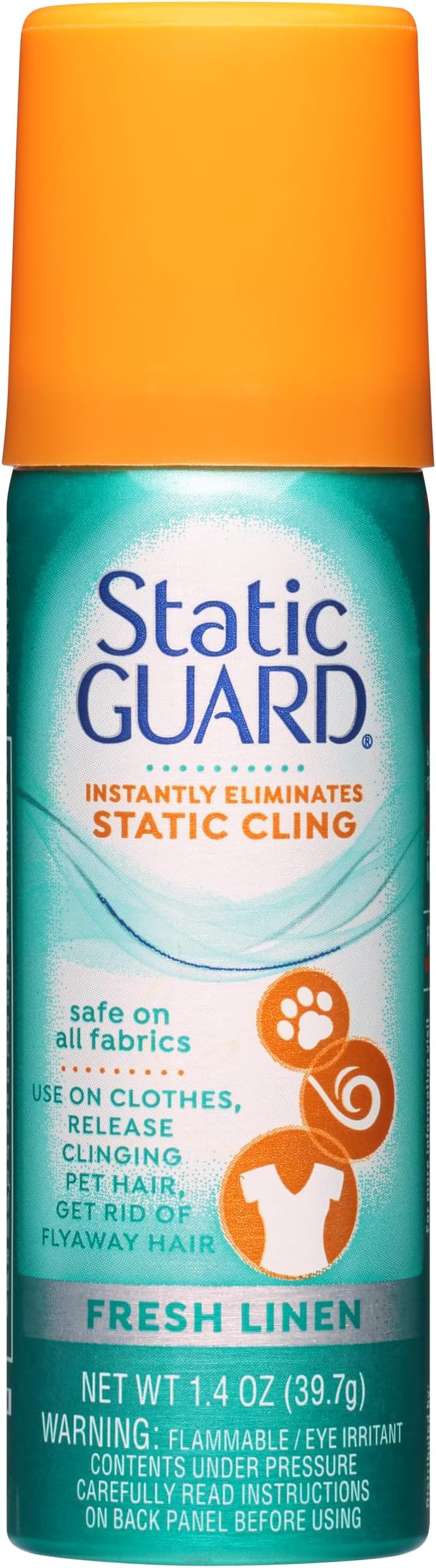 Static Guard Fabric Spray, Fresh Linen Scent, 1.4 Ounce Can