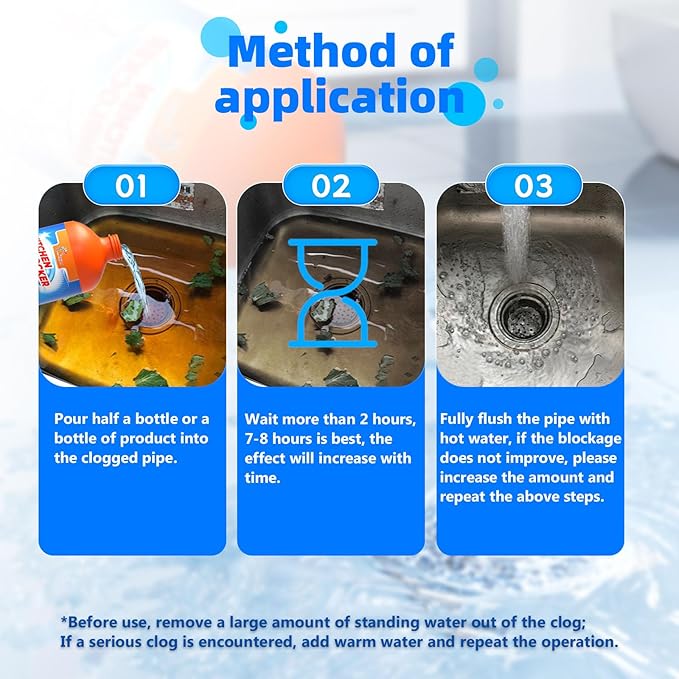 Liapu Liquid Plumber Drain Cleaner, Drain Clog Remover, Kitchen Strength Hair Eliminator Gel Clog Remover Bathroom Cleaning Supplies for All Septic Systems And Pipes, 16 Ounce