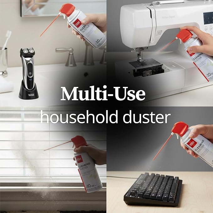 Office Depot Cleaning Duster, 10 Oz Compressed Canned Air for Electronics, Keyboard Cleaner for Computer, Laptop, PC, Printer, Office Equipment, Moisture-Free, Pack of 3