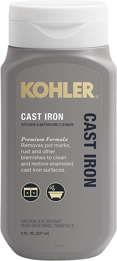 KOHLER K-23725-NA Cast Iron Cleaner, For Kitchen and Bathroom, 8 oz Bottle, Non-abrasive Cream-based Cleaner