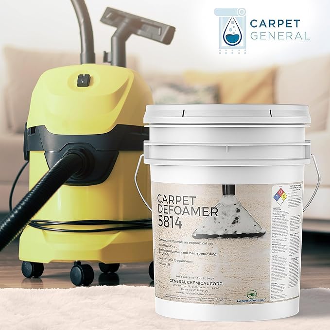 Carpet Defoamer 5814 -Foam Suppressant for Deep Carpet Cleaner Machine & Carpet Shampooer for a Heavy-Duty Carpet Cleaner Solution, Neutral Non-Corrosive Silicone Emulsion (5 Gal Pail)