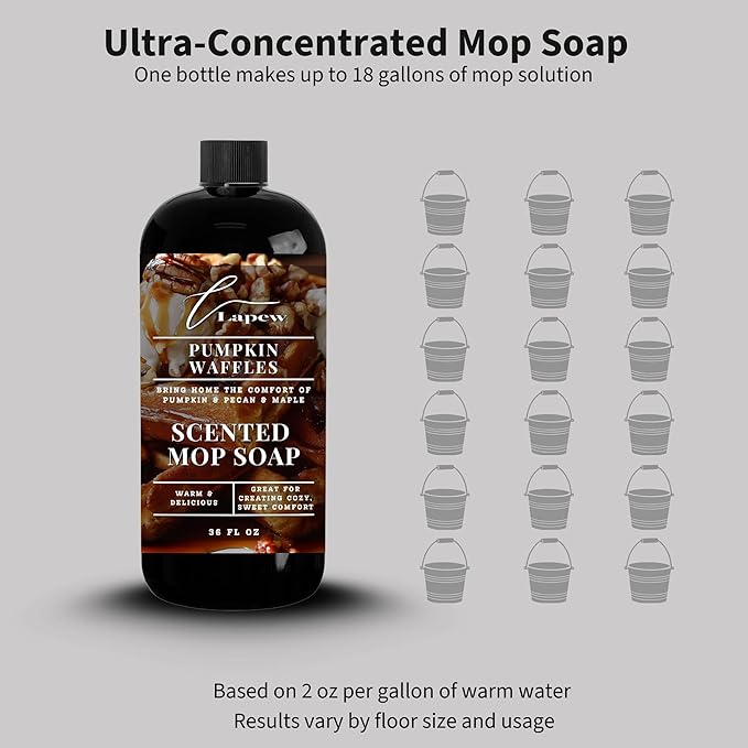 Lapew Pumpkin Waffles Scented Mop Soap - Luxury Floor Cleaner Concentrate for Mopping Tile, Laminate, Vinyl & Hardwood | Streak-Free, Low-Foam | 36 oz