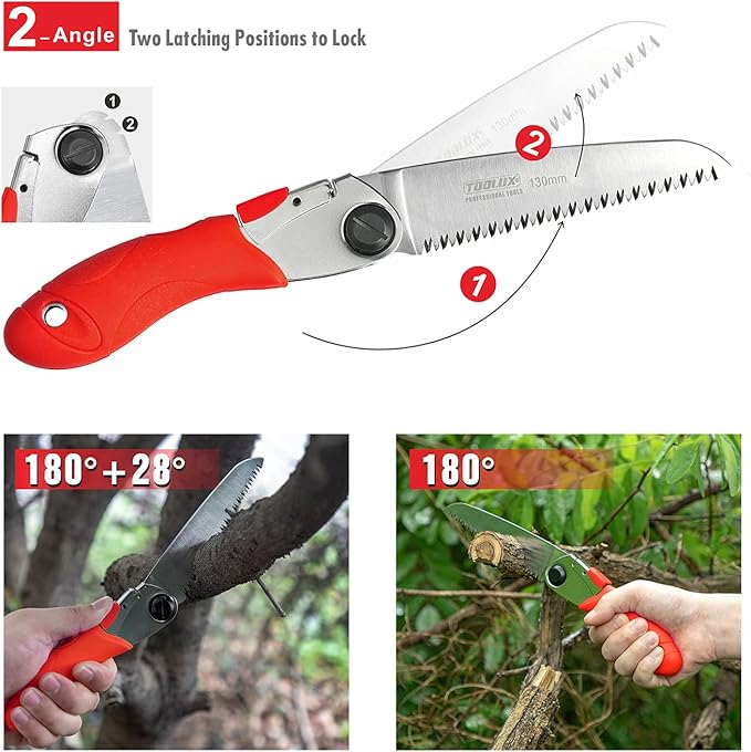 TOOLUX Folding Saw, 5inch Small Pruning Saw for Tree, Wood Hand Saws With Hard Teeth, Quality SK-5 Steel Hunting Saw Foldable with Box for Deer, Tree, Wood and Limb Cutting