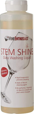 Wine Enthusiast Stem Shine - Wine Glass Liquid Cleaner to Eliminate Streaks, Remove Odor, Clean Contaminants & Grim – Hand Wash Delicate Glassware & Crystal (16 oz)