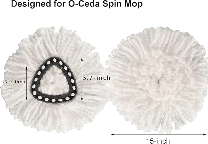 10-Pack Spin Mop Replacement Heads, 100% Microfiber Spin Mop Refills Heads,360°Micro Replacement Mop Head for Easy House Cleaning Floor Mopping,White