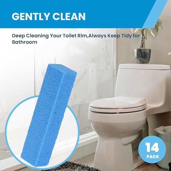 14 Pack Pumice Stone for Toilet Bowl Cleaning, Powerfully Cleans Hard Water Rings, for Cleaning Toilets, Bathtubs, Grills, Swimming Pools, Sinks(Blue)