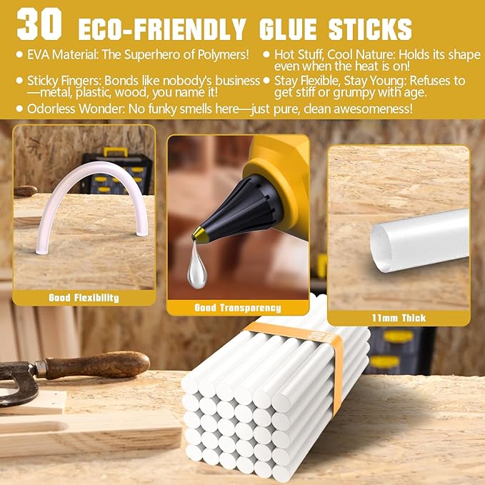 100W Cordless Hot Glue Gun for DeWalt 20V MAX Battery,High Temp Electric Power Glue Gun with 30PCS Full Size Glue Sticks for Art DIY Craft Home Repair School(Tool Only)
