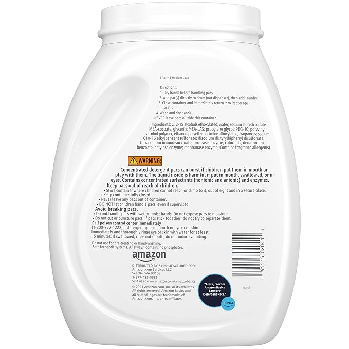 Amazon Basics Laundry Detergent Pods, 120 Pacs for 120 Medium Loads, Lavender Scent, (Previously Solimo) (Pack of 2)