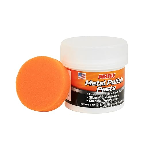 ABRO Metal Polish Paste 5 oz. w/Sponge, Easy to Apply, Long Lasting Metal Polish, Use On Auto Body and All Metal Surfaces