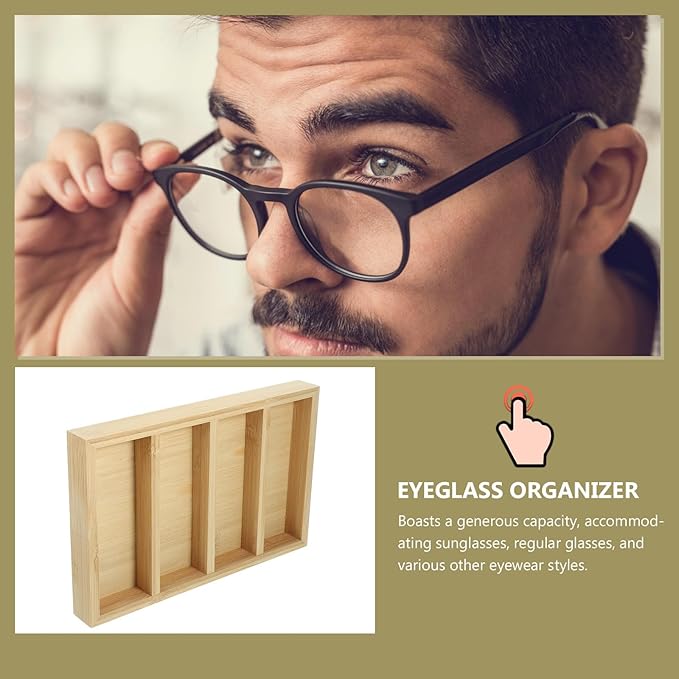 Cabilock Sunglasses Storage Organizer Tray with 4 Compartments Eyewear Holder Display Stand for Home and Office Eyeglasses Storage Case