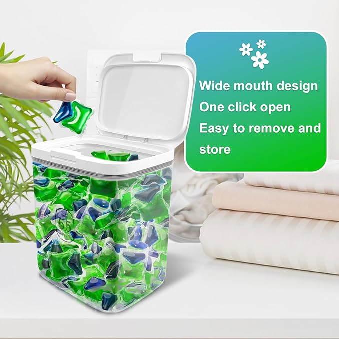 5.5L Large Capacity Container With One-Press Lid - Laundry Room Organization and Storage Decor - Airtight Dishwasher Pod Holder