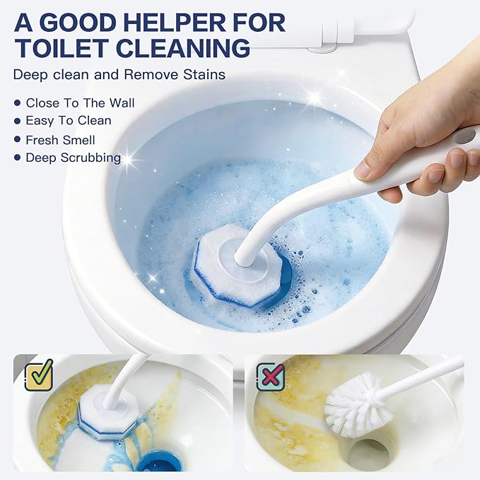 100PC Toilet Bowl Wand Refills, Disposable Toilet Brush Heads, Upgraded Toilet Scrubber Refill, Toilet Cleaner Refill Pads with Most Toilet Brushes for Easy Bathroom Cleaning