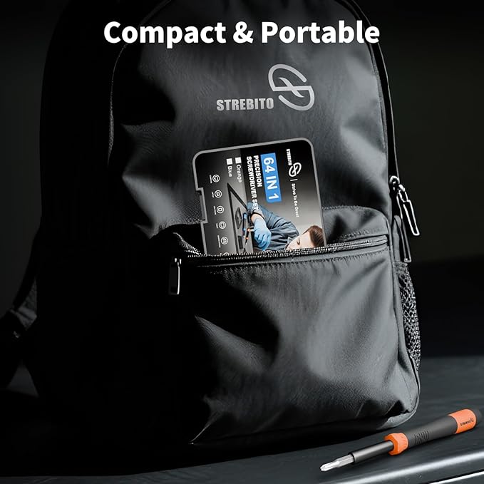 STREBITO Micro Screwdriver Set 64 in 1 Magnetic Screwdriver Set with Torx, Triwing, Pentalobe Star, Electronic Repair Tool Kit for Computer, PC, Laptop, Phone, PS5, XBOX, Switch, Eyeglasses