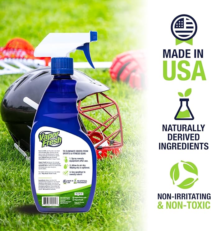 Vapor Fresh Sports Cleaner and Deodorizer - For Boxing Gloves, Sports Pads, Helmets, Gym Bags, Gym Equipment and More - Naturally Powered By Plants, 16 Fl Oz (3-Pack)