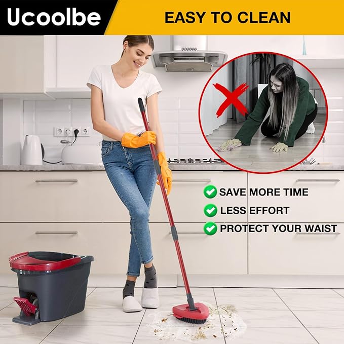 2 Pack Upgraded Spin Mop Scrub Brush Replace Head Compatible with O Cedar EasyWring 1 Tank System, Scrubber mop Head Attachment, More Layers of Bristles for Bathroom, Deck, Kitchen
