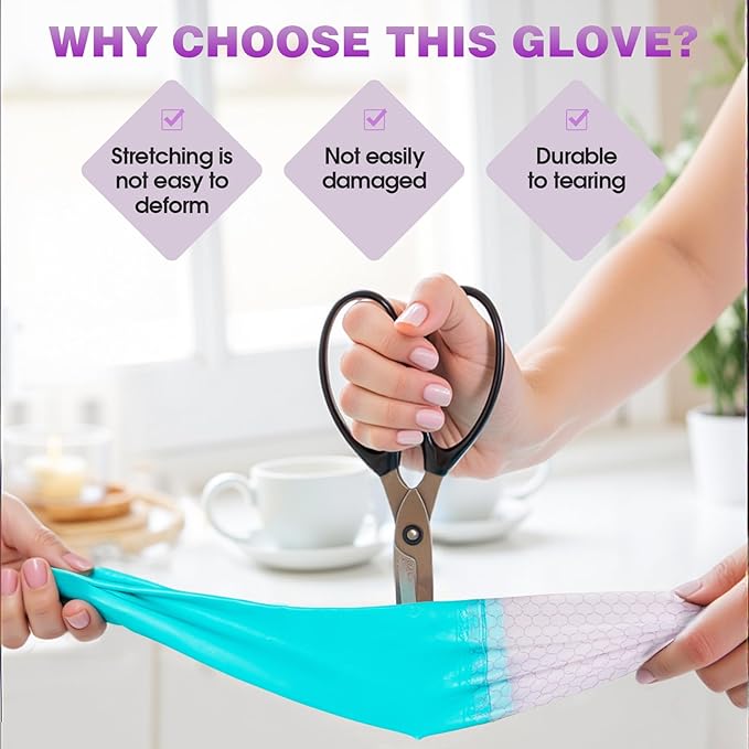 Elgood Reusable Long Sleeve Dishwashing Cleaning Gloves with Latex Free,Cotton Lining,Kitchen Gloves 2 Pairs,Purple+Blue M