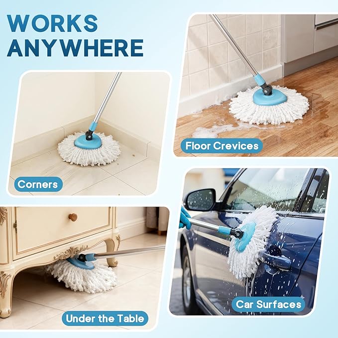 JTIEO 12 Pack Mop Head Replacement Compatible with O Cedar Spin Mop, Microfiber Spin Mop Heads Replacements for EasyWring System, Deep Cleaning & Machine Washable