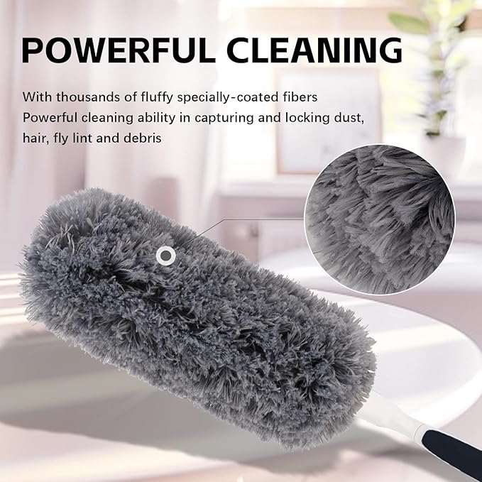 Reusable Microfiber Duster Refills Compatible with OXO & MR.SIGA Duster - Washable Duster for Household Cleaning Dusting Furniture Blind Ceiling Fan - 6Pack Grey (Handle NOT Included