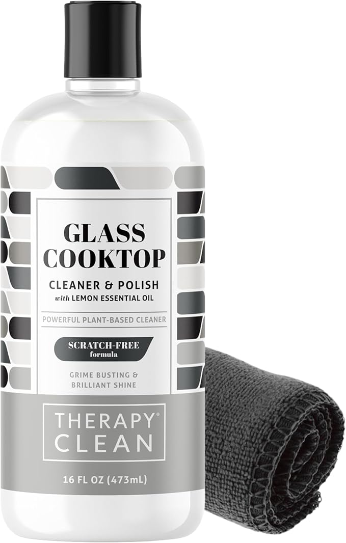 Therapy Glass Cooktop Cleaner Bundle with Microfiber Cloth - Glass Stove Top Cleaner and Polish for Ceramic, Electric, Induction and Flat Top Surfaces