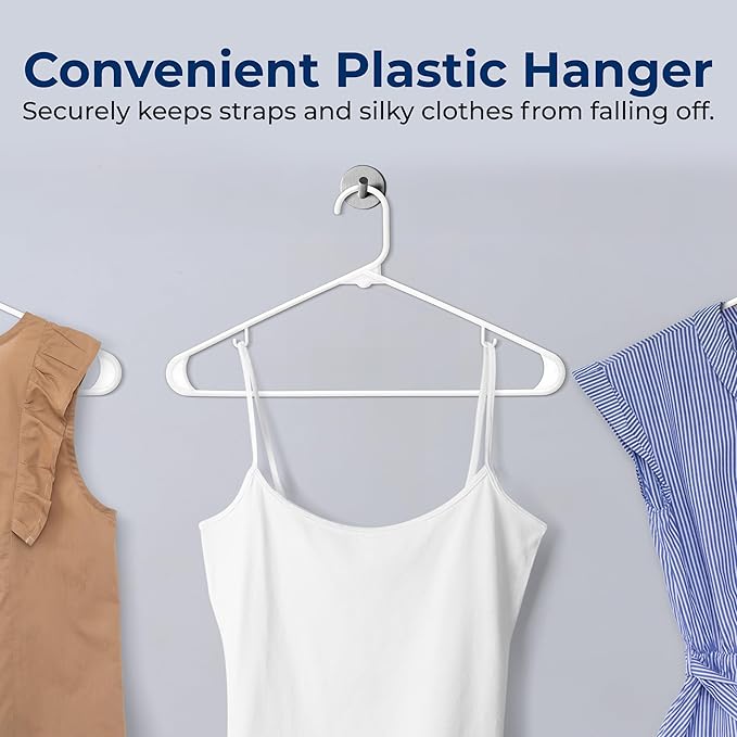 SereneLife 100 Pack Plastic Hangers, Non-Slip, Space-Saving Closet Organizers, Durable and Strong for Shirts, Sweaters, Hoodies, Kids Clothes & Dresses, Ultra-Thin, Lightweight