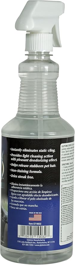 Gliptone Static X Static Eliminator, Removes Dust, Fingerprints, Pet Hair, Lint. Safe for use on Glass, Plastics, Metal and All Types of Fabrics, Computer Monitors, Mobile Devices (32 Fl Oz)