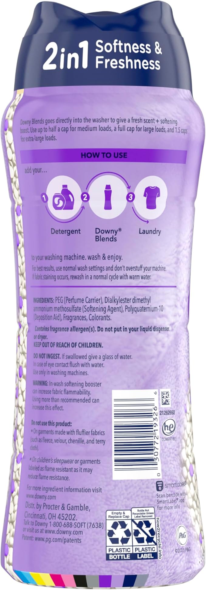 Downy Blends 2-in-1 Soft & Fresh Laundry Scent Booster Beads, Spring Peony Scent, 24.5 OZ, Laundry Softness and Scent Booster
