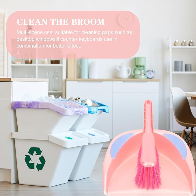 Homoyoyo Mini Broom and Dustpan Set for Household Cleaning, Small Red Desktop Sweeping Kit with Brush, Multi-Function Portable Cleaning Accessory for Pet Hair and Tabletop Use