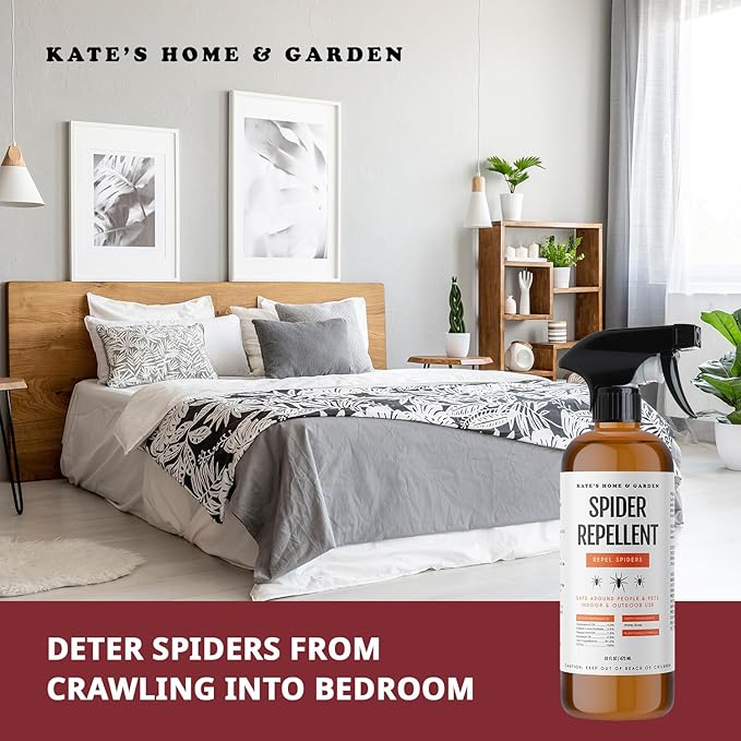 Kate's Home & Garden Spider Repellent Indoor. All Natural Peppermint Oil Spray for Spiders & Outdoor (16oz, Non Toxic Pesticide & Insecticide, Pet Safe)