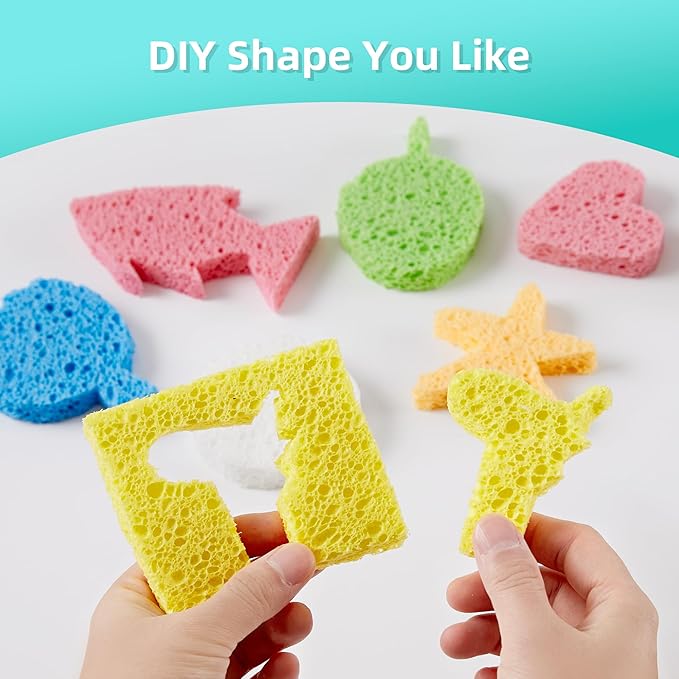 JOYMOOP Dish Sponge Scrubber, Cellulose Sponges Kitchen for Non-Scratch Washing Dishes, Household Cleaning Scrub Natural Sponge, Pack of 12 Colorful Sponges