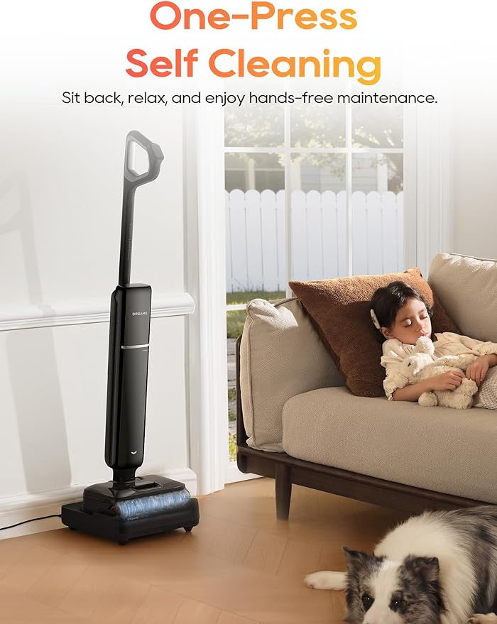 DREAME Aero Wet Dry Vacuum Cleaner, All-in-ONE Vacuum Mop for Wet & Dry Messes, 0 Hair Residue Great for Pet Owners, One-Press Self-Clean, 180° Lie Flat, 35mins Runtime for Hard Floor Cleaning
