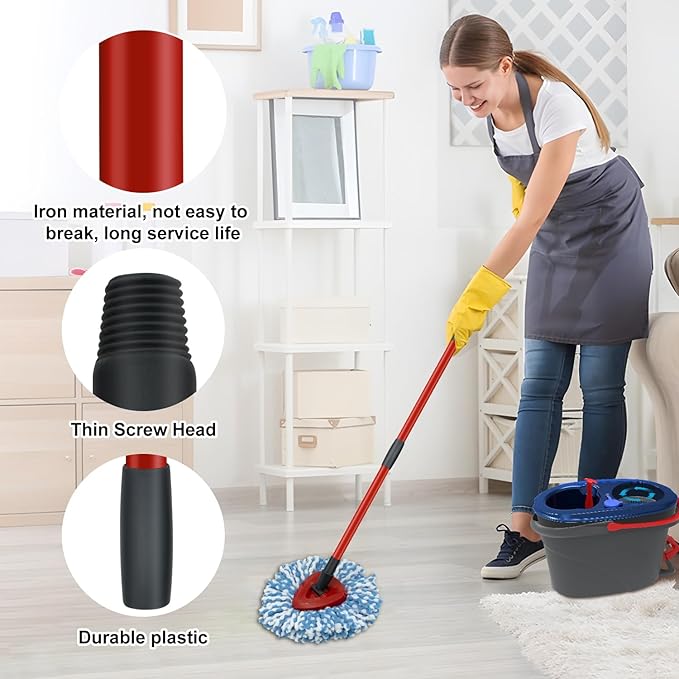 Spin Mop Handle Replacements for Oceda 4-Section Mop Replace Handle Compatible with O-Ceda Spin Mop Refills and Brooms, O ceda Mop Stick for Floor Clean, 30" to 58", Universal Fit Oceda Mop Head