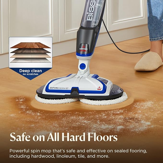 Bissell® SpinWave Hard Floor Expert Corded Spin Mop Cleaner with Washable mop Pads for Sealed Hard Floors, 20393