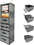 Durable 6-Tier hanging closet organizer with 5 Drawers & 3 Side Pocket,Thickened Fabric Hanging Shelves Holder with Sturdy Hook,Space-saving Storage Organization for Bedroom,Dorm,Guestroom,RV,Bathroom