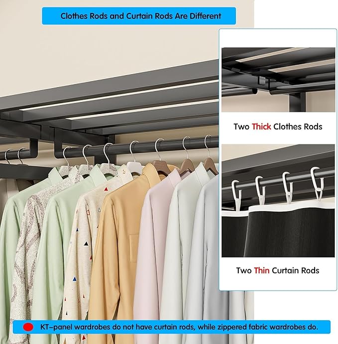 Heavy Duty Portable Closet with Cover Foldable Covered Clothes Rack for Hanging Clothes Armoire Wardrobe Closet System Freestanding Coat Storage Garment Racks (125cm/49.2in(Coffee))