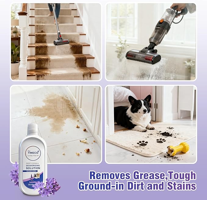 1L Floor Lavender Cleaning Solution 1 Bottles Refill, Compatible with Tineco All Series Robot Vacuum Cleaner, Eco-Safe, Streak-Free Formula for Hard Floors, Pet & Kid Friendly