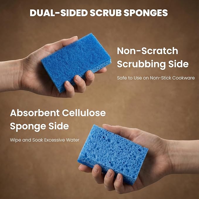 Kitchen Sponges, 48 Count, Non-Scratch Scrub Sponge, Dual Sided Cleaning Sponges for Dishes, Kitchen, Bathroom