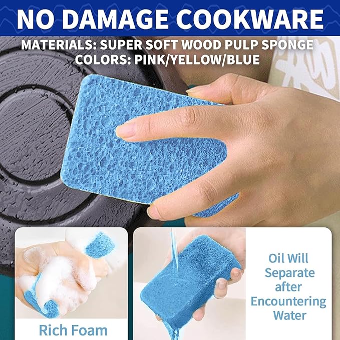 CELOX 24 Pack Cellulose Sponge Bulk for Cleaning Kitchen, Natural Wood Pulp Sponges