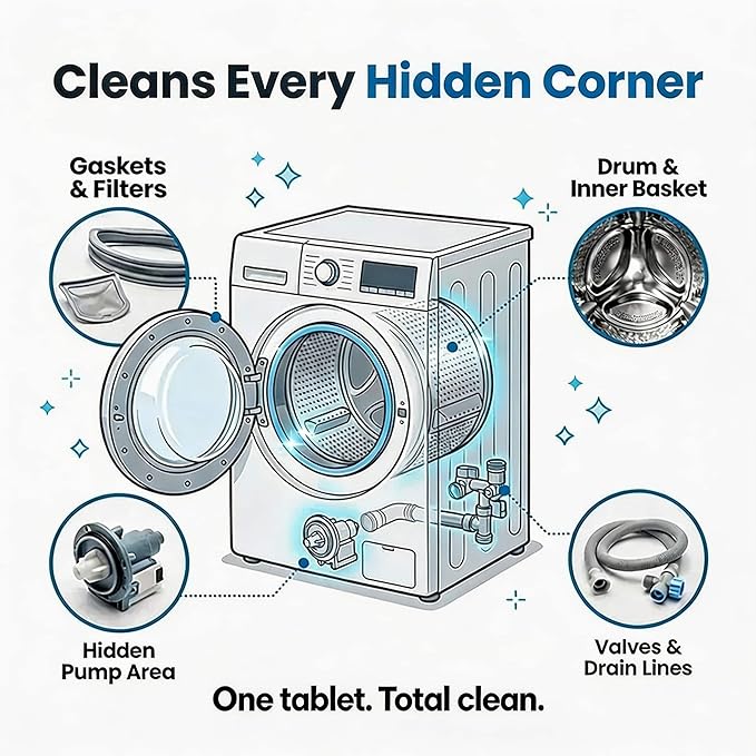 FURME Washing Machine Cleaner MAX Tablets for Pet Owners – 24 Pack Deep Cleaning Descaler for HE Front & Top Load Washers – Removes Pet Hair Odor, Residue & Grime – Septic Safe – 12 Month Supply