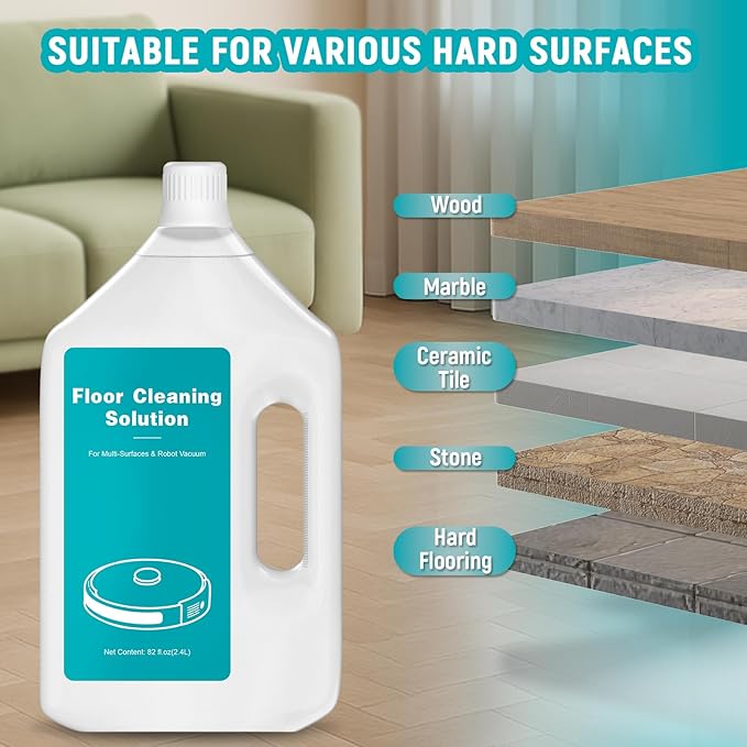 82 FL OZ/2.4 L Original Scented Floor Cleaning Solution Compatible with Dreame Cleaning Solution, Pet-friendly & No Residue, Floor Cleaner for All Robot Vacuum and Wireless Wet Dry Vacuum Cleaners