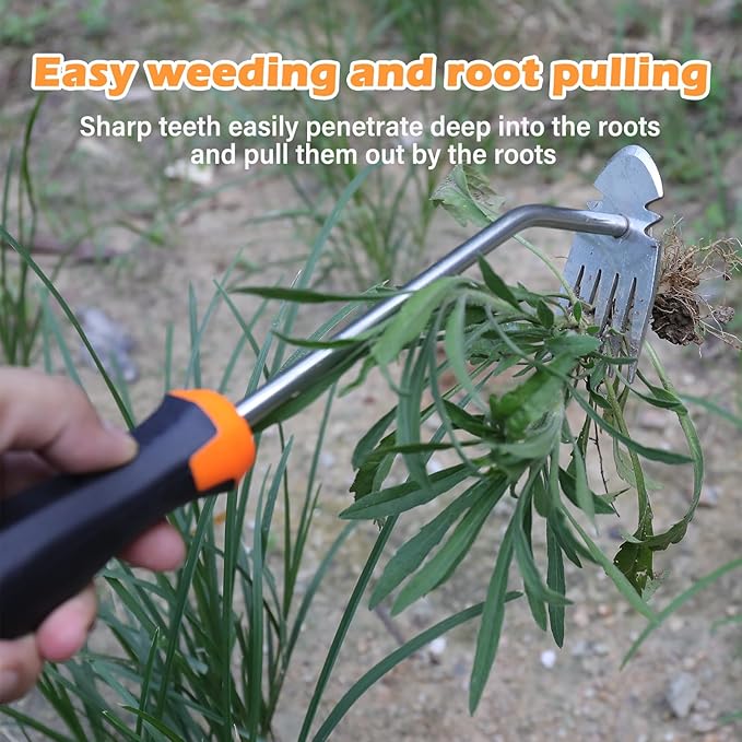 Weed Remover Tool, 2026 New Gardening Hand Tools Portable Weed Puller Tool, Heavy Duty Weeding Tool for Garden Supplies, Vegetable Garden Backyard Farm Planting & Uprooting (Rubber Handle)