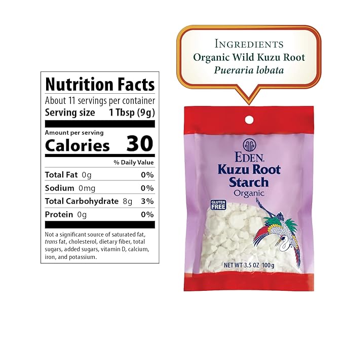 Eden Organic Wild Kuzu Root Starch, Kudzu Powder, Thickener, Macrobiotics, Gluten Free, 3.5 Oz