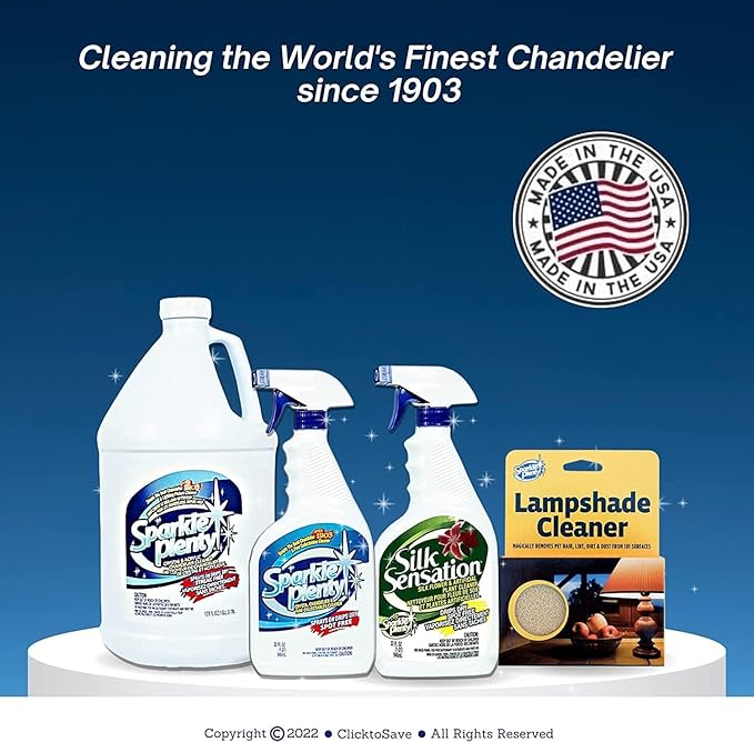 Sparkle Plenty Chandelier Cleaner Drip Dry Spray No Wipe Bundle - Silk Plant Cleaner Spray No Wipe - Dust Cleaning Supplies for Fake Plant, Artificial Flower, Shower Glass or Window Screen (32 oz)