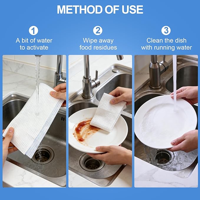 30 Pcs Travel Dish Soap Wipes, Portable Cleaning Wipes, Individually Wrapped Dish Wipe for Camping Kitchen Outdoor Quick Cleaning
